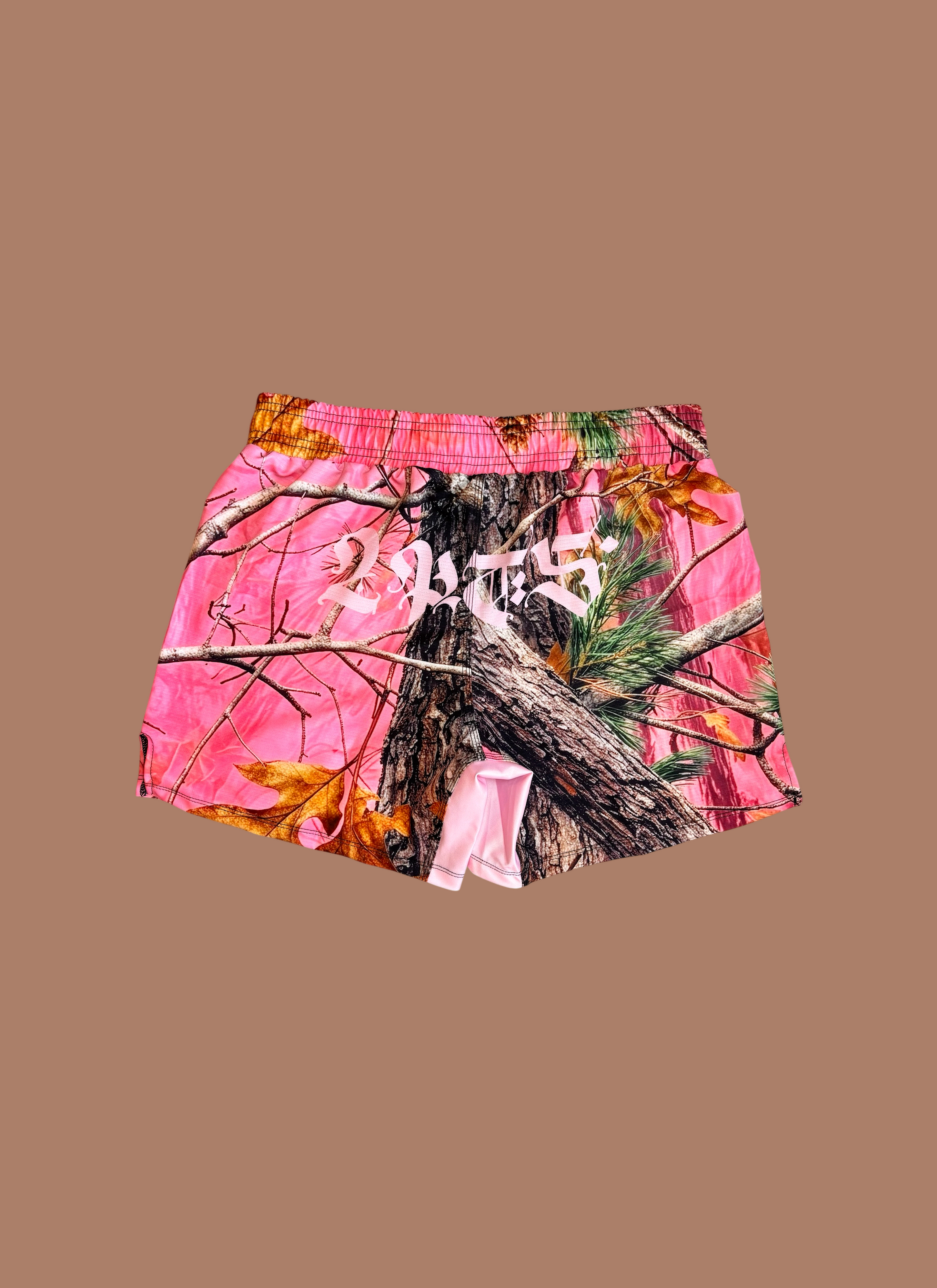 PINK CAMO FIGHT SHORTS