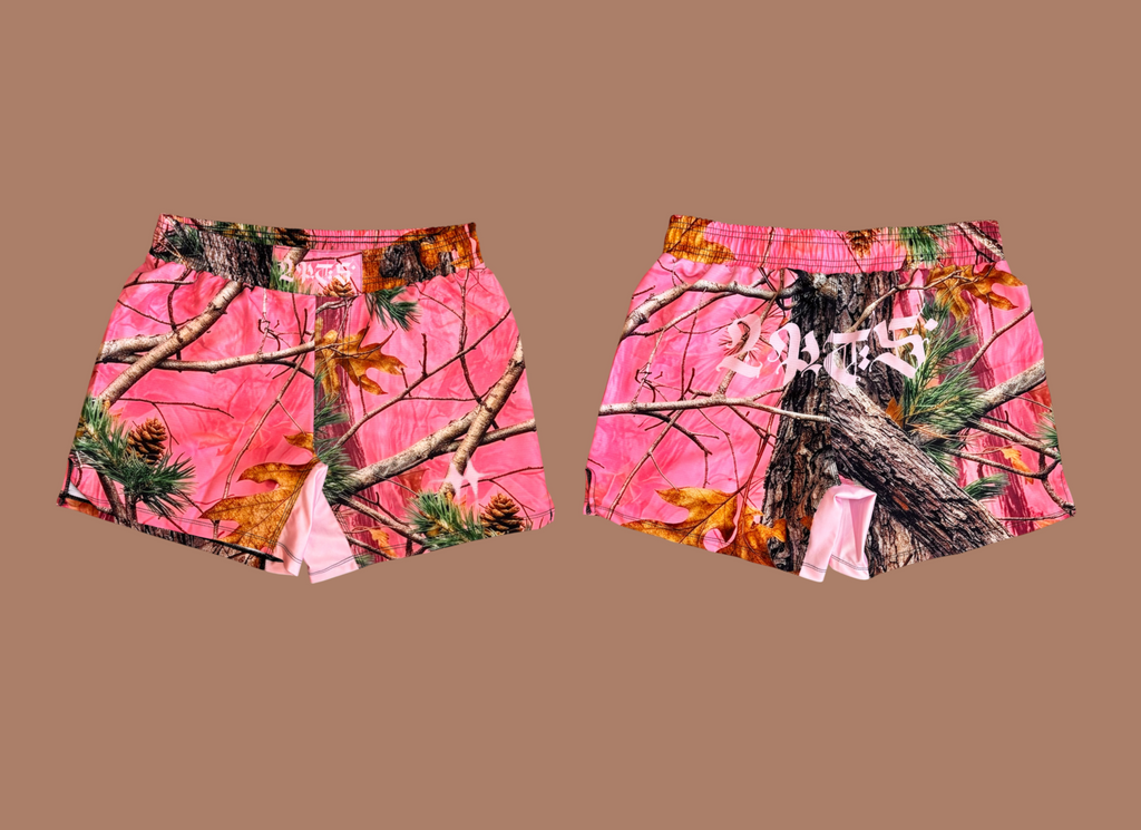 PINK CAMO FIGHT SHORTS