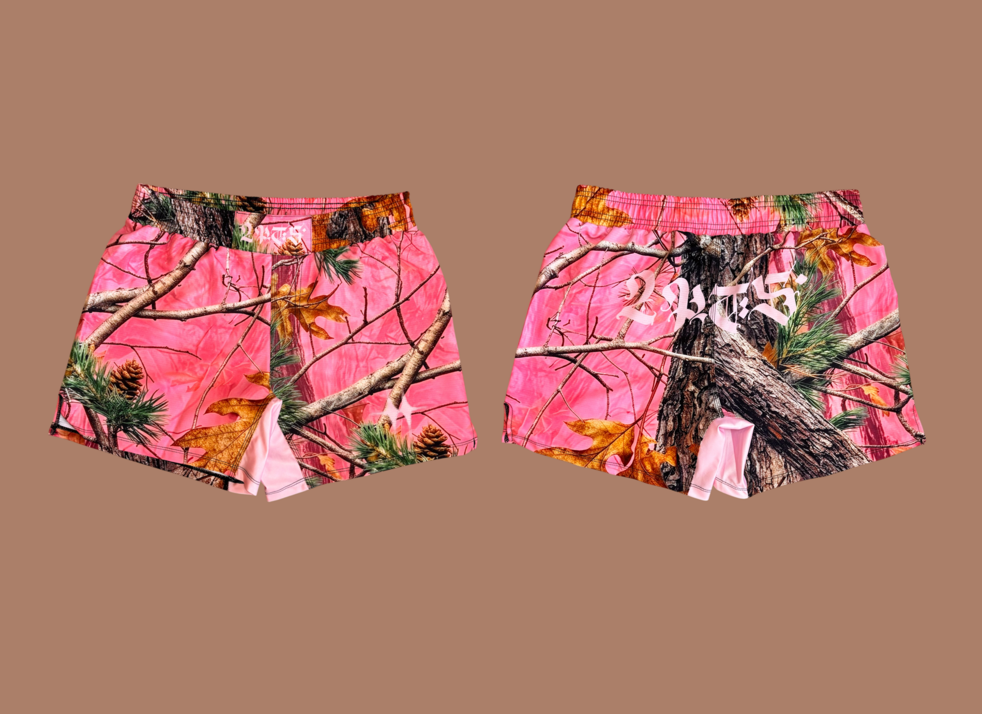 PINK CAMO FIGHT SHORTS